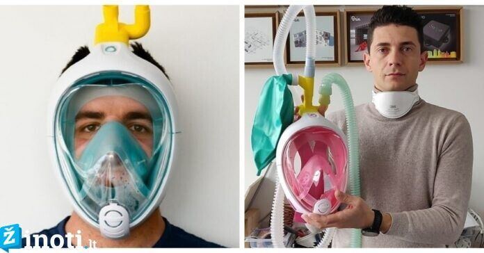 Italų inžinierius iš nardymo kaukės pagamino kvėpavimo aparatą