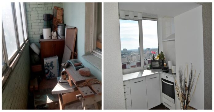 Žmonės išmėtė nereikalingus daiktus iš balkono ir ten įsirengė virtuvę
