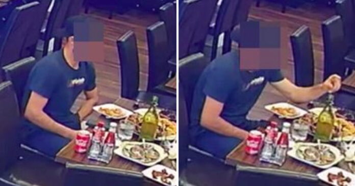 Vyras buvo užfiksuotas restorane į patiekalą kišantis plauką, kad nereikėtų susimokėti