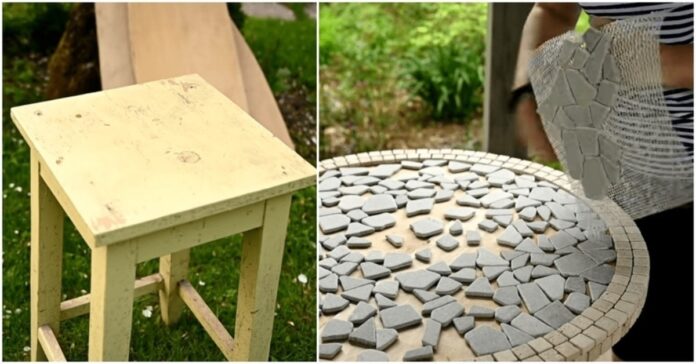 Idėja, kaip seną taburetę paversti prašmatniu stalu