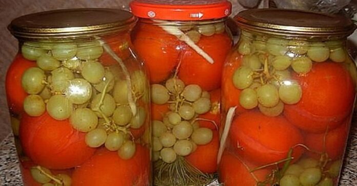 Konservuoti pomidorai su vynuogėmis patiks visai šeimai