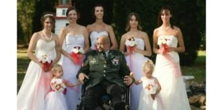 JAV karo veteranas palydėjo savo 7 dukras prie altoriaus, likus vos 2 savaitėms iki mirties